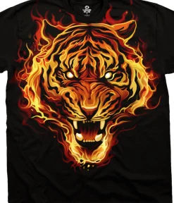 Sale Fire Tiger Black T-Shirt T-Shirt | Tigers