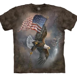 Discount Flag-Bearing Eagle Classic Cotton T-Shirt T-Shirt | Birds