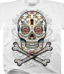 New Floral Skull White T-Shirt T-Shirt | Luctus