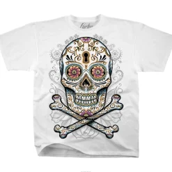 New Floral Skull White T-Shirt T-Shirt | Luctus