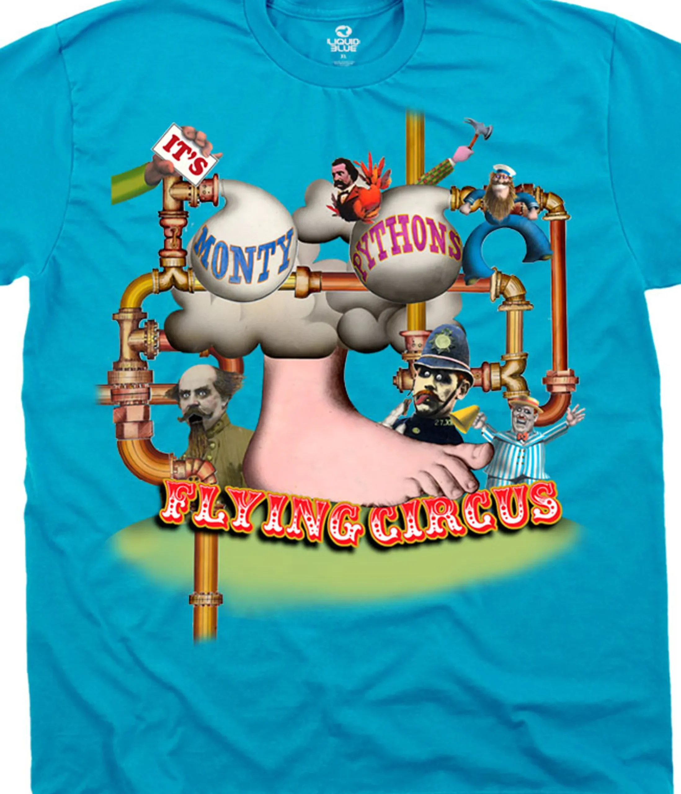 Online Flying Circus Foot Light Blue T-Shirt T-Shirt | Monty Python