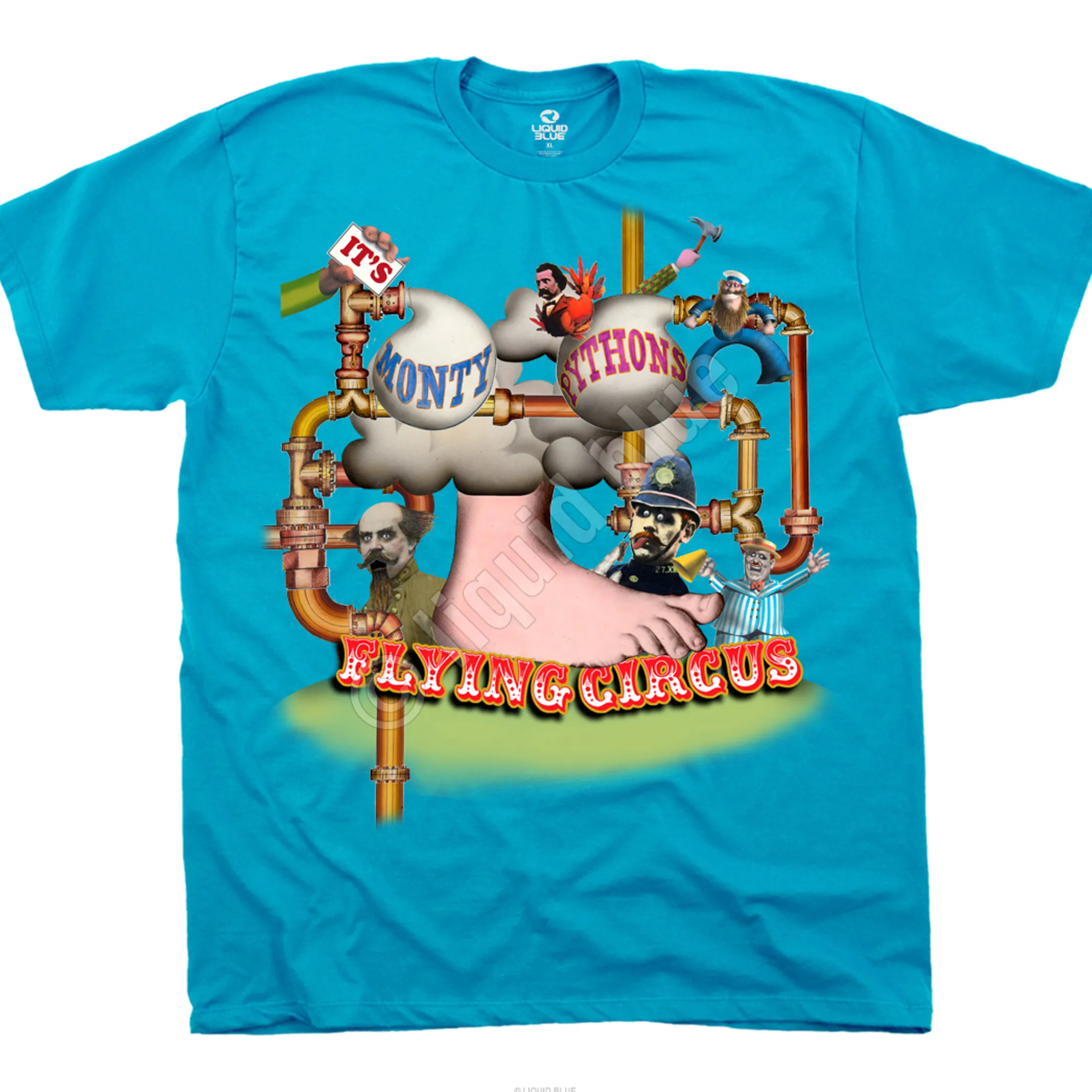 Online Flying Circus Foot Light Blue T-Shirt T-Shirt | Monty Python