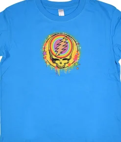 Discount GD Rainbow Splatter Blue Toddler T-Shirt Kids Toddler | Grateful Dead