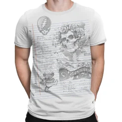 Fashion GD Sketch White Athletic T-Shirt Athletic T-Shirt | Grateful Dead