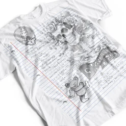 Fashion GD Sketch White Athletic T-Shirt Athletic T-Shirt | Grateful Dead