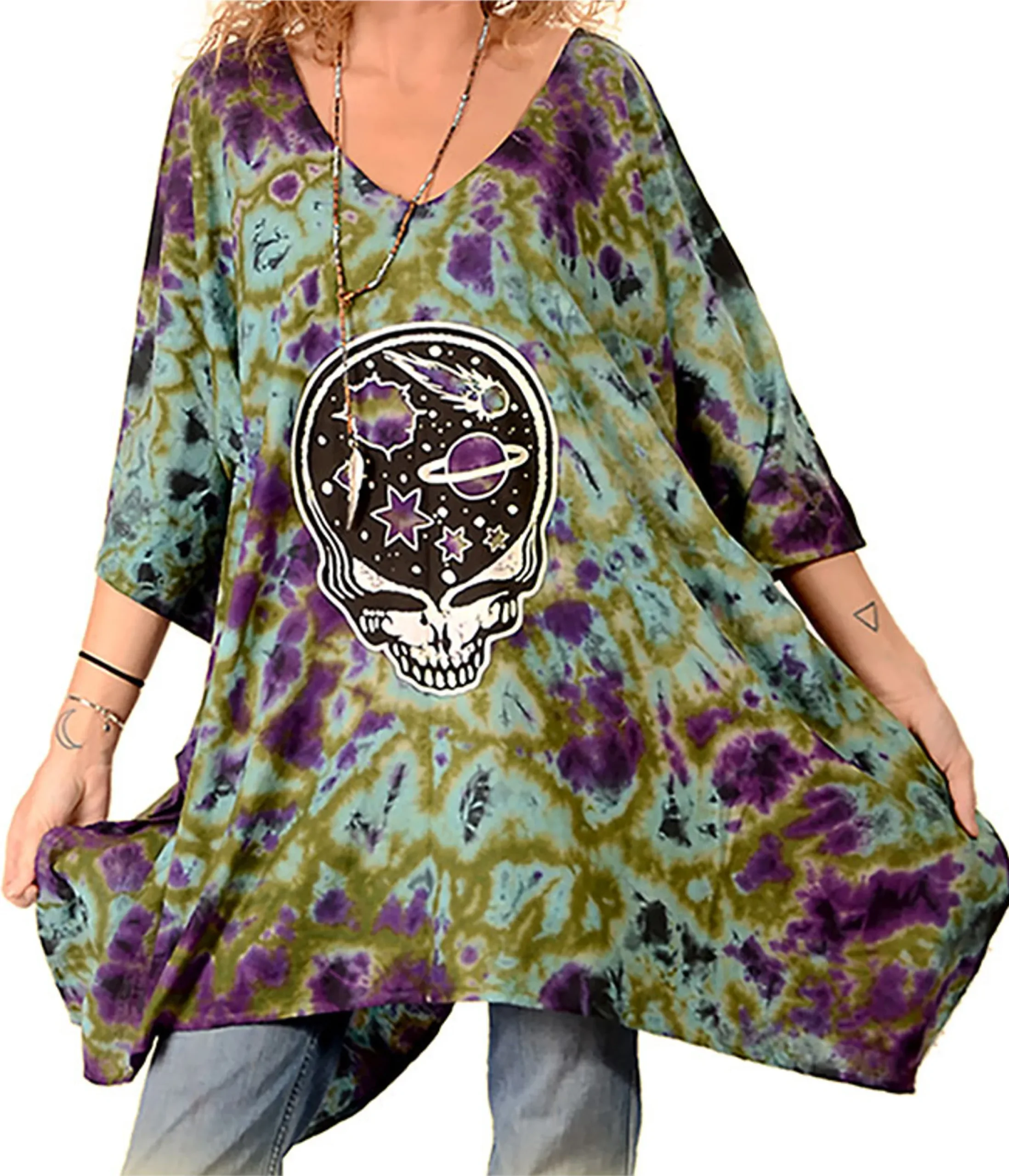 Clearance Grateful Dead Space Your Face Tie-Dye Poncho Ponchos | Grateful Dead
