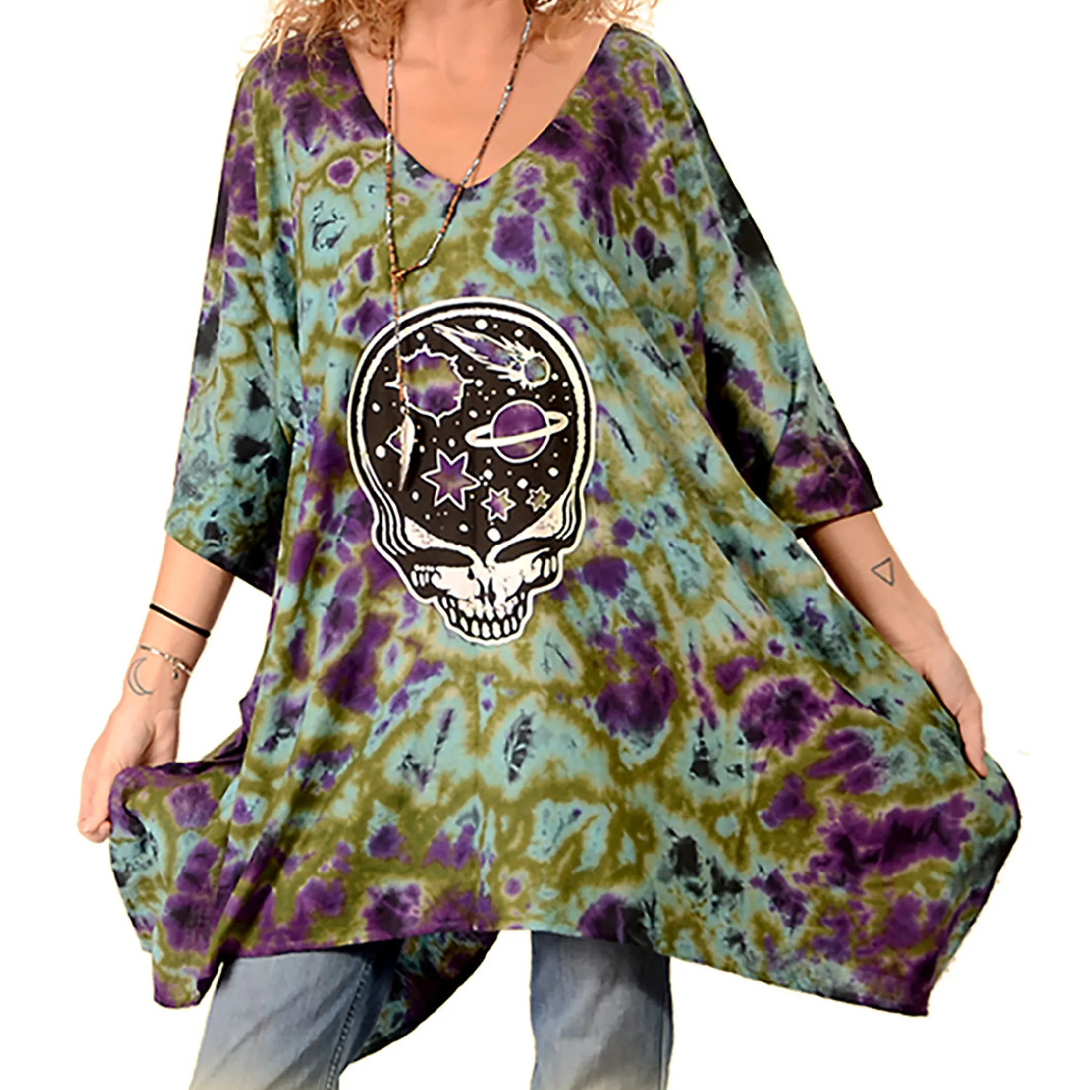 Clearance Grateful Dead Space Your Face Tie-Dye Poncho Ponchos | Grateful Dead