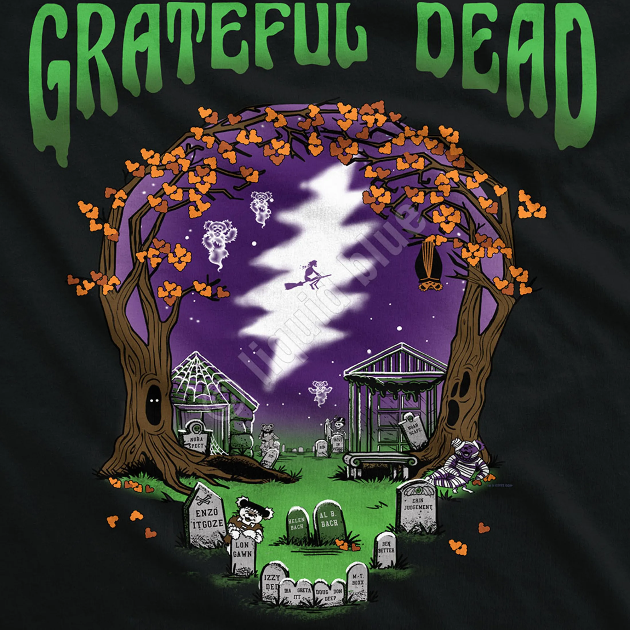 Online Grateful Graveyard Black T-Shirt T-Shirt | Halloween