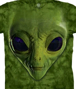 Fashion Green Alien Face Classic Cotton T-Shirt Novelty | Air & Space