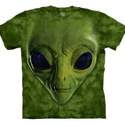 Fashion Green Alien Face Classic Cotton T-Shirt Novelty | Air & Space