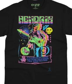 New Guitar Blacklight Black T-Shirt T-Shirt | Blacklight