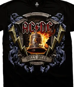 Discount Hells Bells Shield Black T-Shirt T-Shirt | Ac-Dc