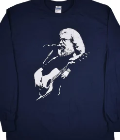 Best Jerry Garcia Acoustic Navy Long Sleeve T-Shirt Long Sleeve | Jerry Garcia