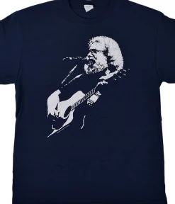 Best Jerry Garcia Acoustic Navy T-Shirt T-Shirt | Grateful Dead