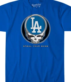 Outlet Los Angeles Dodgers Steal Your Base Blue Athletic T-Shirt Athletic T-Shirt | Los Angeles Dodgers