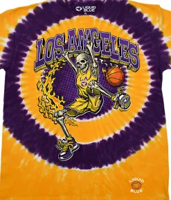 Discount Los Angeles Dunker Basketball Skeleton Tie-Dye T-Shirt T-Shirt | Basketball
