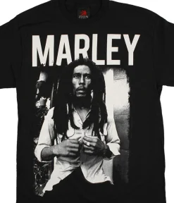 Best Marley Portrait Black T-Shirt T-Shirt | Rastafari Art