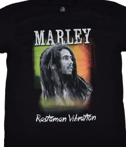 Hot Marley Rastaman Vibe Black T-Shirt T-Shirt | Rastafari Art