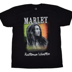 Hot Marley Rastaman Vibe Black T-Shirt T-Shirt | Rastafari Art
