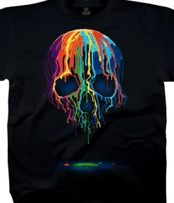 Outlet Melting Skull Black Athletic T-Shirt Halloween | Skulls