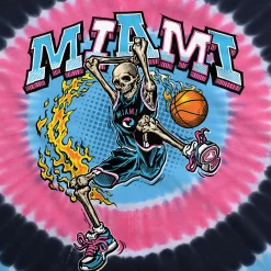 Outlet Miami Dunker Basketball Skeleton Tie-Dye T-Shirt T-Shirt | Basketball