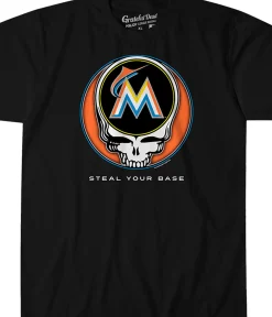 Sale Miami Marlins Steal Your Base Black Athletic T-Shirt Athletic T-Shirt | Miami Marlins