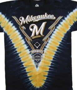 New Milwaukee Brewers V Tie-Dye T-Shirt T-Shirt | Milwaukee Brewers