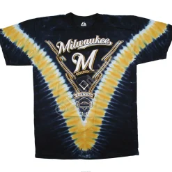 New Milwaukee Brewers V Tie-Dye T-Shirt T-Shirt | Milwaukee Brewers