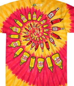 Fashion Mustard & Ketchup Spiral Tie-Dye T-Shirt T-Shirt | Food