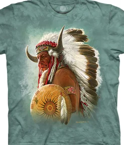 Sale Native American Portrait Classic Cotton T-Shirt T-Shirt | Native American