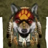 Clearance Native Wolf Spirit Classic Cotton T-Shirt T-Shirt | Wolf Shirt Collection