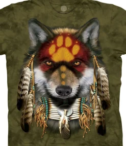 Clearance Native Wolf Spirit Classic Cotton T-Shirt T-Shirt | Wolf Shirt Collection