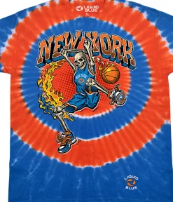 Clearance New York Dunker Basketball Skeleton Tie-Dye T-Shirt T-Shirt | Basketball