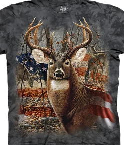 New Patriotic Buck Classic Cotton T-Shirt T-Shirt | North American Animals