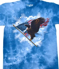 New Patriotic Flying Eagle Tie-Dye T-Shirt T-Shirt | American Wildlife