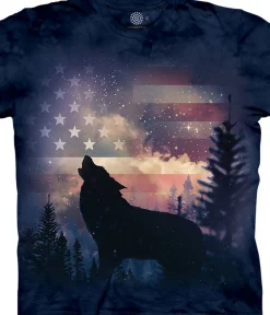 Fashion Patriotic Howl Classic Cotton T-Shirt T-Shirt | Wolf Shirt Collection