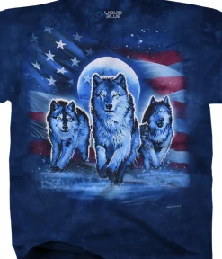 Best Patriotic Wolf Pack Tie-Dye T-Shirt T-Shirt | American Wildlife