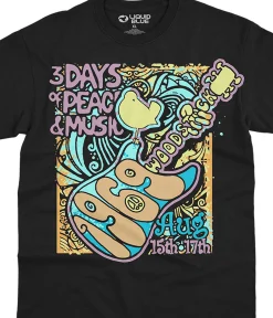 Fashion Peace And Music Black T-Shirt T-Shirt | Woodstock