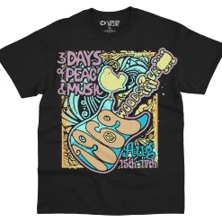 Fashion Peace And Music Black T-Shirt T-Shirt | Woodstock