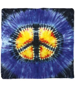 Clearance Peace Sign Tie-Dye Bandana Bandanas | Liquid Blue