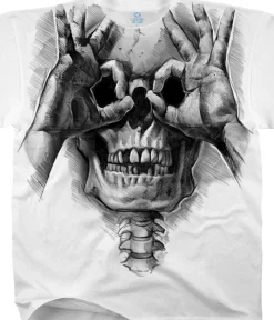 Sale Peek-a-Boo White T-Shirt T-Shirt | Skulls
