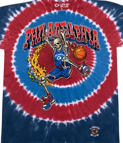 Fashion Philadelphia Dunker Basketball Skeleton Tie-Dye T-Shirt T-Shirt | Basketball