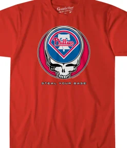 Outlet Philadelphia Phillies Steal Your Base Red Athletic T-Shirt Athletic T-Shirt | Philadelphia Phillies