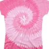 Fashion Pink Spiral Unprinted Juniors Long Length Tie-Dye T-Shirt Women Juniors Unprinted Tie-Dyes | Juniors Long Length