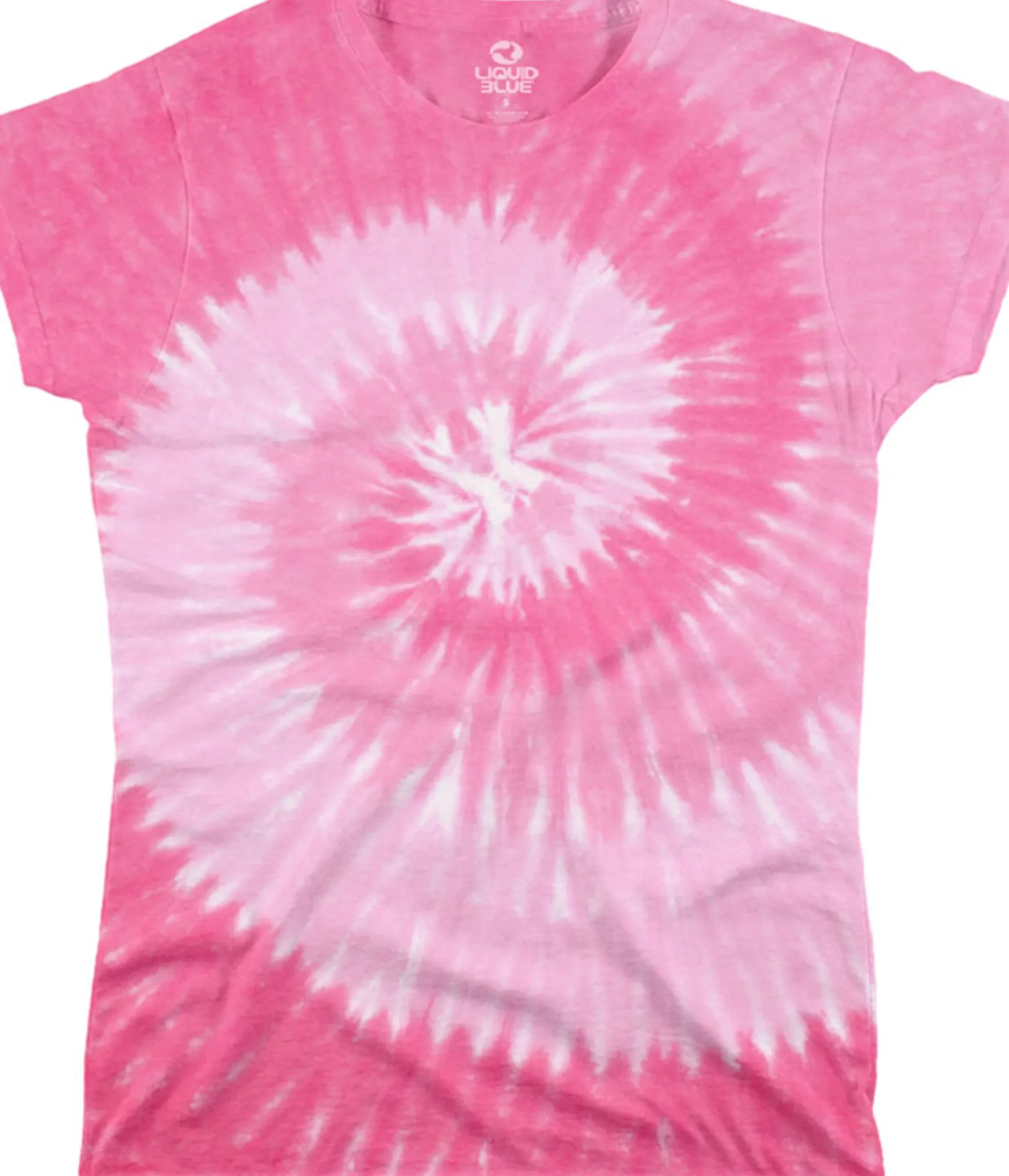 Fashion Pink Spiral Unprinted Juniors Long Length Tie-Dye T-Shirt Women Juniors Unprinted Tie-Dyes | Juniors Long Length