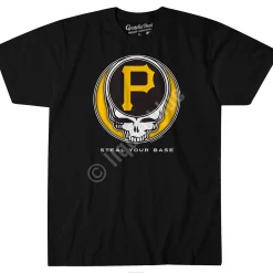 Discount Pittsburgh Pirates Steal Your Base Black Athletic T-Shirt Athletic T-Shirt | Pittsburgh Pirates