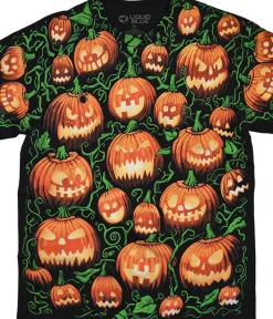 Outlet Pumpkin Pile Black T-Shirt T-Shirt | Halloween