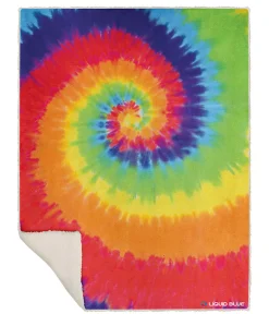 Best Rainbow Spiral Fleece Throw Blanket Liquid Blue