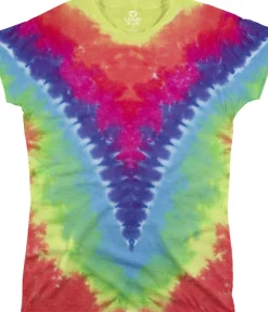 Outlet Rainbow V Unprinted Juniors Long Length Tie-Dye T-Shirt Women Juniors Unprinted Tie-Dyes | Juniors Long Length