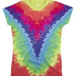 Outlet Rainbow V Unprinted Juniors Long Length Tie-Dye T-Shirt Women Juniors Unprinted Tie-Dyes | Juniors Long Length
